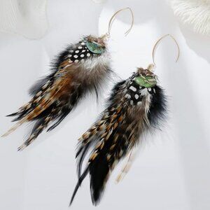 Boho Feather Earrings – Long Bohemian Statement Jewelry